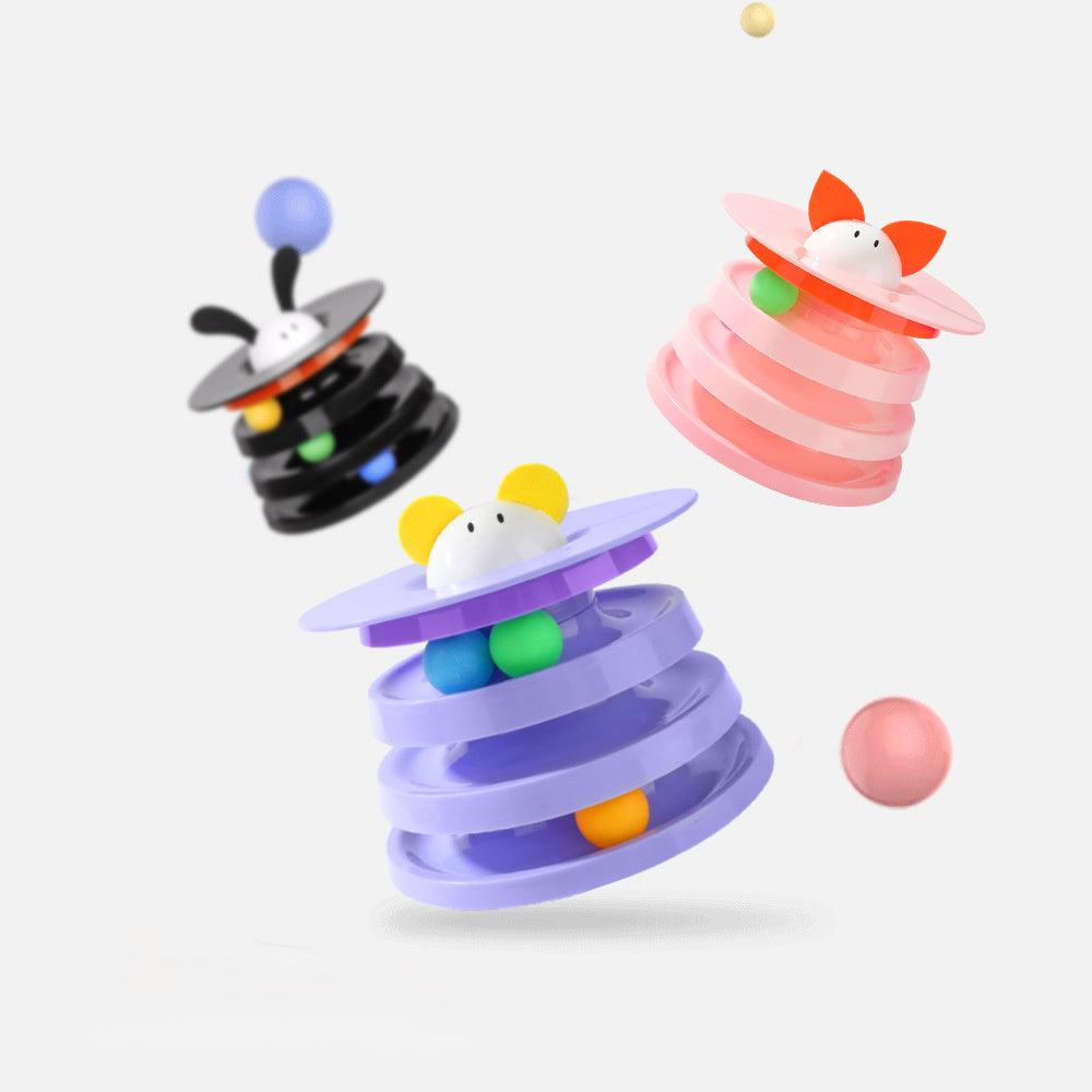 JMT-700874 Four-Layer Rotating Cat Toy - Interactive Multi-Color Design to Engage and Entertain Your Feline Friend