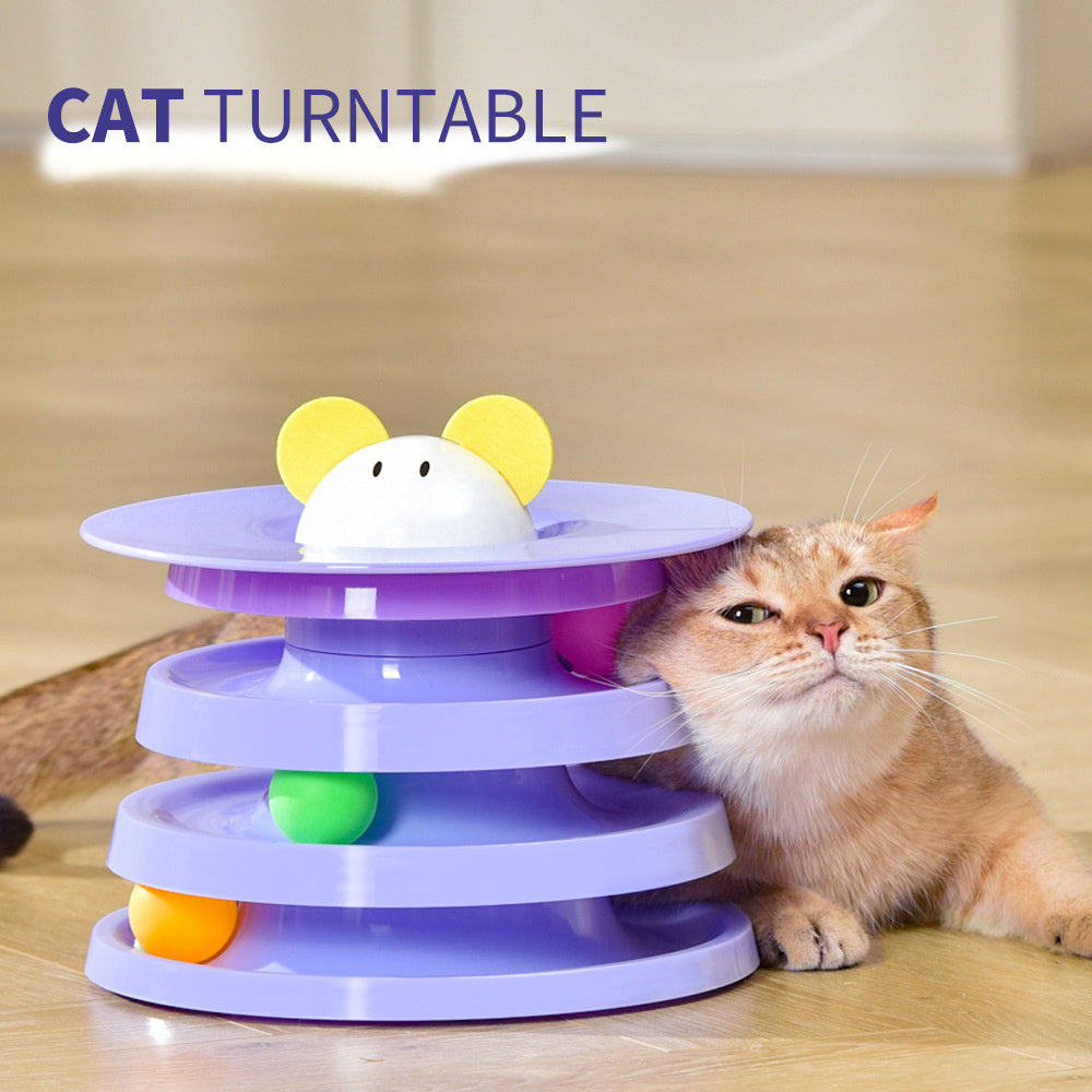 JMT-700874 Four-Layer Rotating Cat Toy - Interactive Multi-Color Design to Engage and Entertain Your Feline Friend
