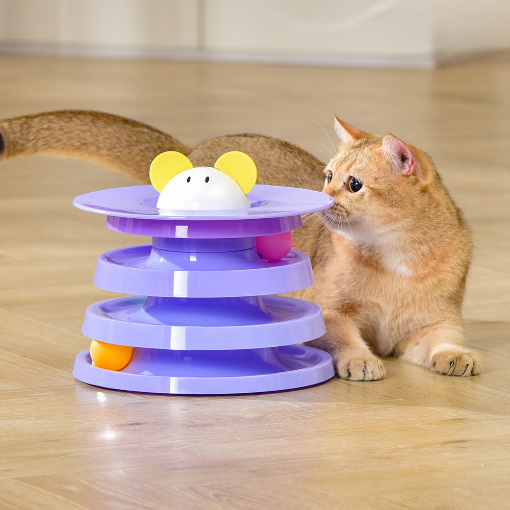 JMT-700874 Four-Layer Rotating Cat Toy - Interactive Multi-Color Design to Engage and Entertain Your Feline Friend
