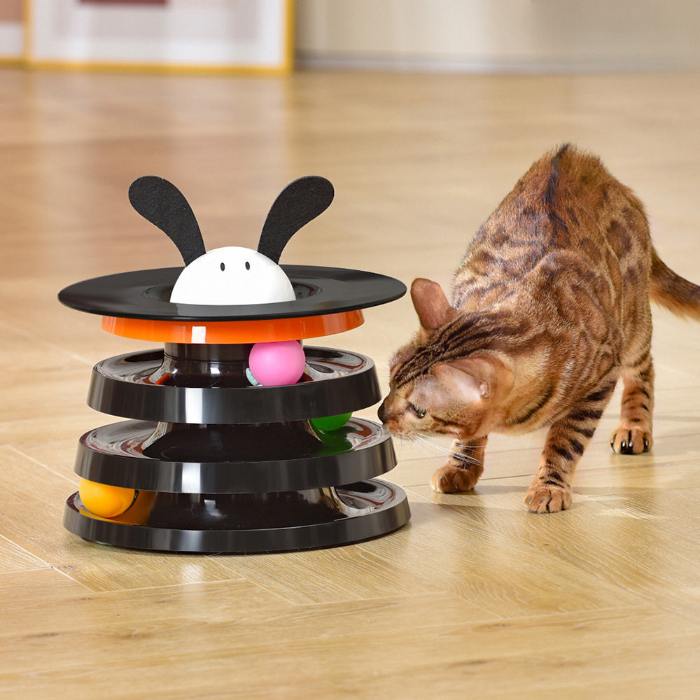JMT-700874 Four-Layer Rotating Cat Toy - Interactive Multi-Color Design to Engage and Entertain Your Feline Friend