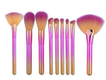 JMT-701002 9-Piece Make-Up Brush Set with Cylinder Case for Eye and Face Applications