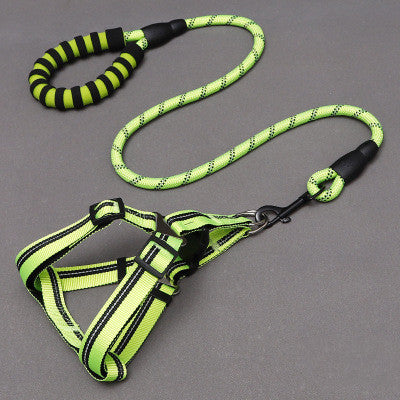 JMT-701066 Adjustable Nylon Dog Leash and Chest Harness Set with Multiple Color Options