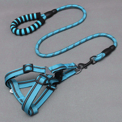 JMT-701066 Adjustable Nylon Dog Leash and Chest Harness Set with Multiple Color Options