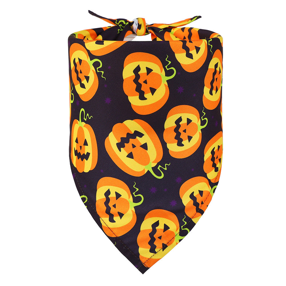 JMT-701194 Halloween Themed Triangular Bib for Dogs and Cats - Skull Patterns, Polyester Material, Sizes M & S