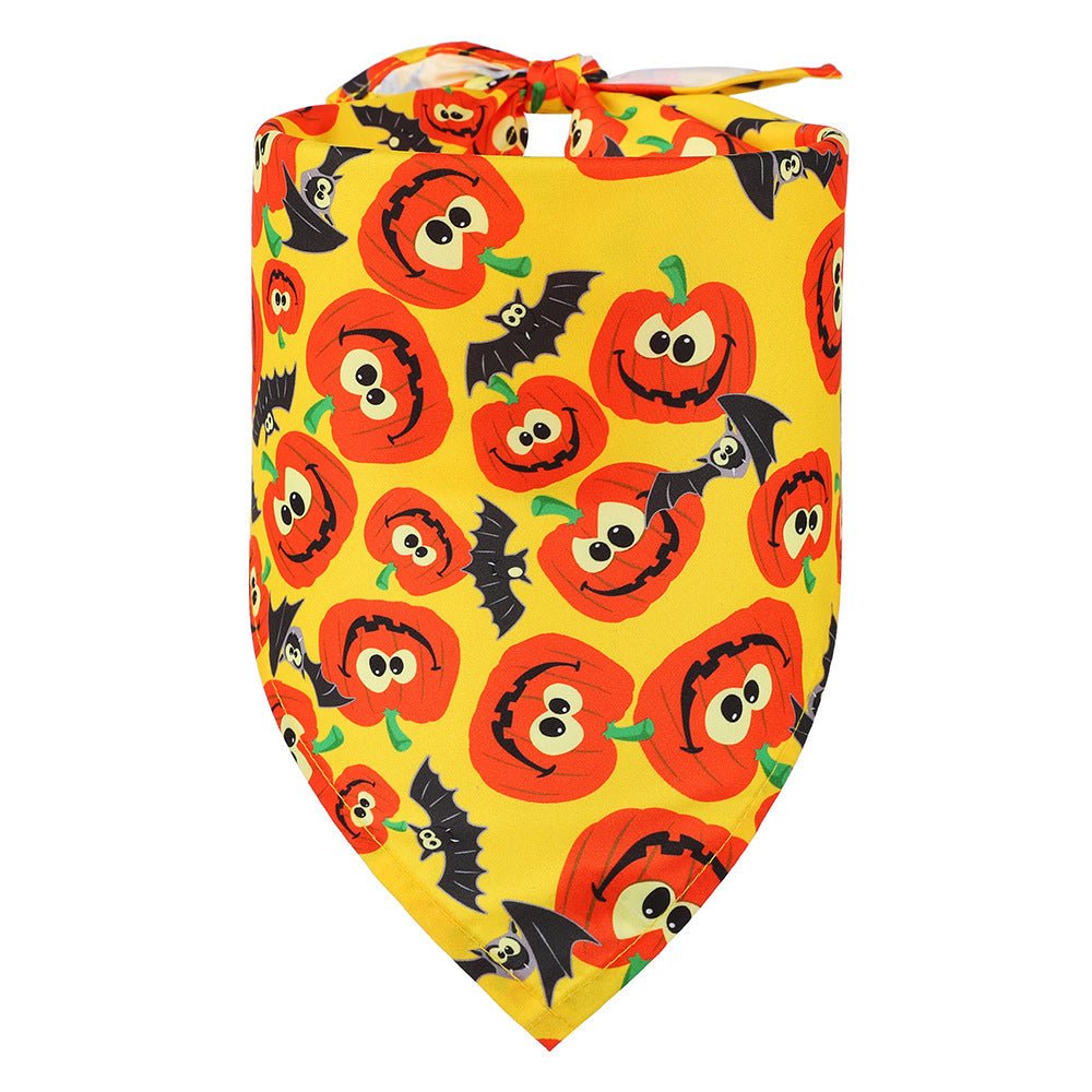 JMT-701194 Halloween Themed Triangular Bib for Dogs and Cats - Skull Patterns, Polyester Material, Sizes M & S