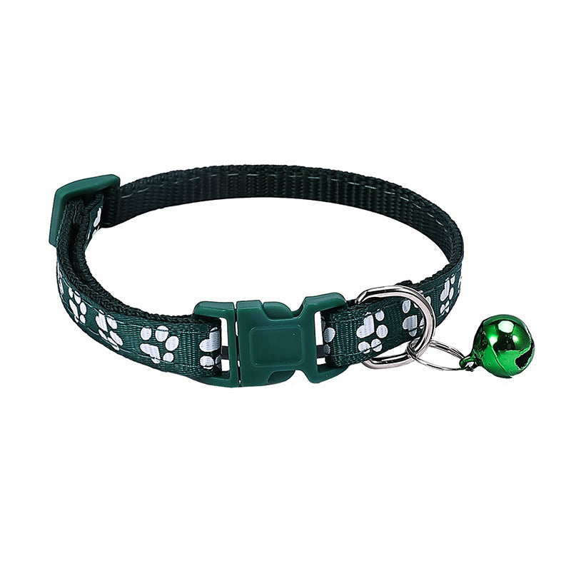 JMT-701386 Stylish Dog Footprint Applique Bell Collar in Various Colors