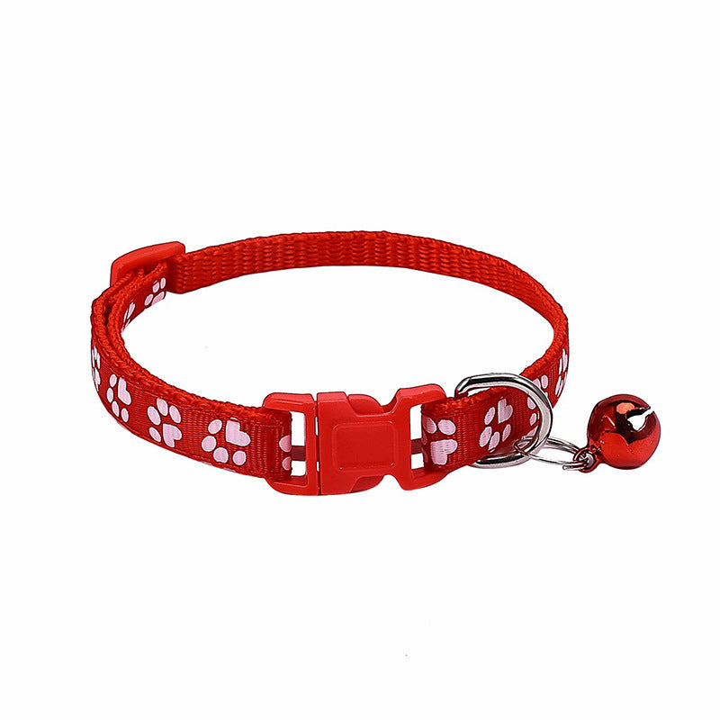 JMT-701386 Stylish Dog Footprint Applique Bell Collar in Various Colors