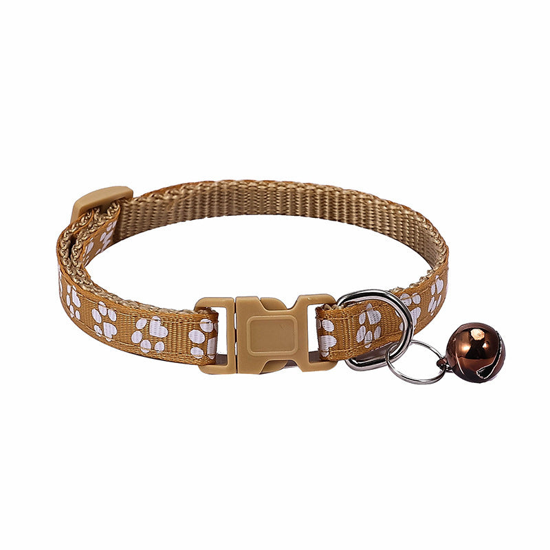 JMT-701386 Stylish Dog Footprint Applique Bell Collar in Various Colors