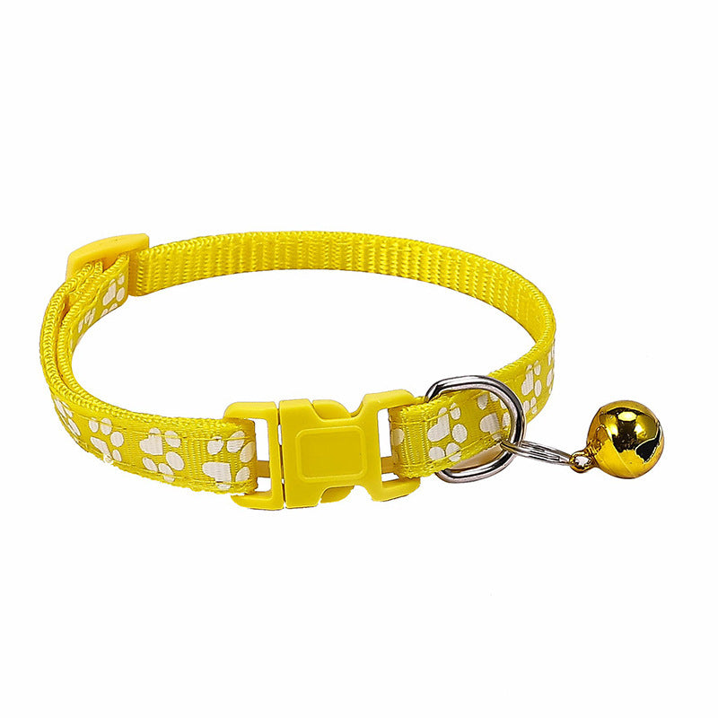 JMT-701386 Stylish Dog Footprint Applique Bell Collar in Various Colors