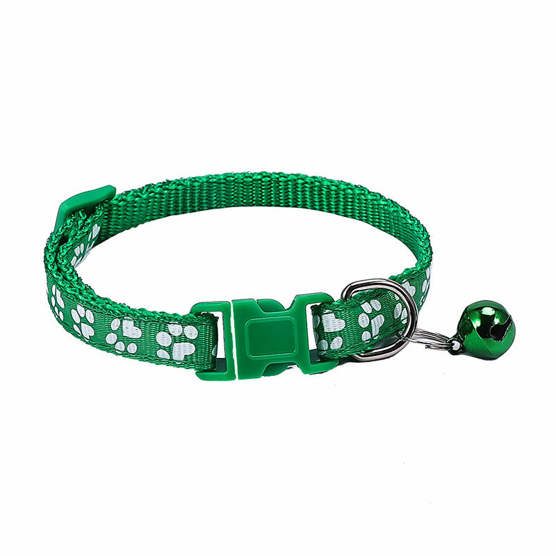 JMT-701386 Stylish Dog Footprint Applique Bell Collar in Various Colors