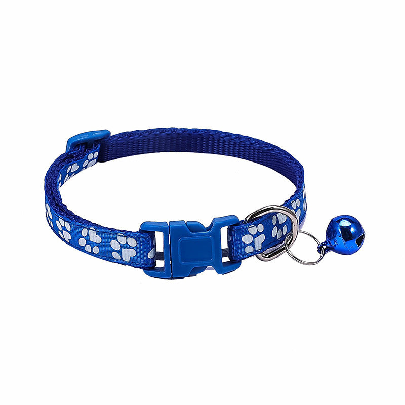 JMT-701386 Stylish Dog Footprint Applique Bell Collar in Various Colors