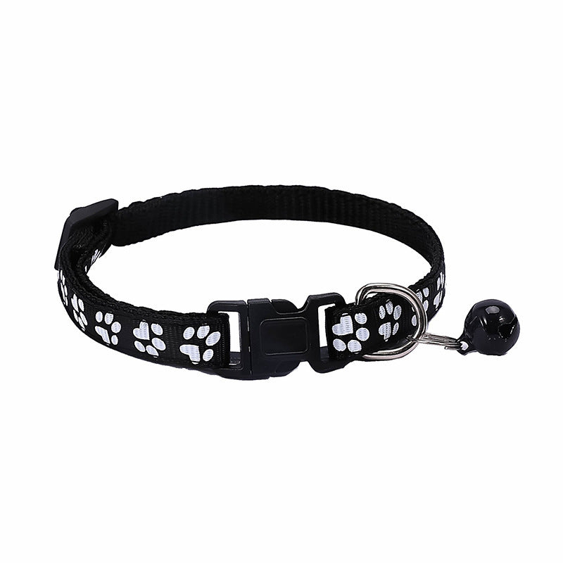 JMT-701386 Stylish Dog Footprint Applique Bell Collar in Various Colors