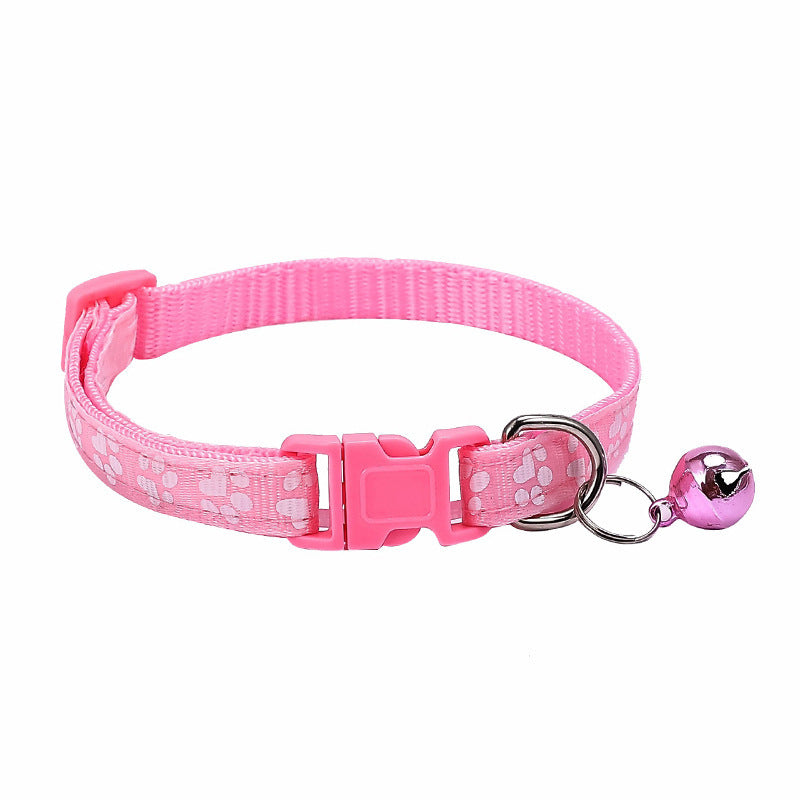 JMT-701386 Stylish Dog Footprint Applique Bell Collar in Various Colors