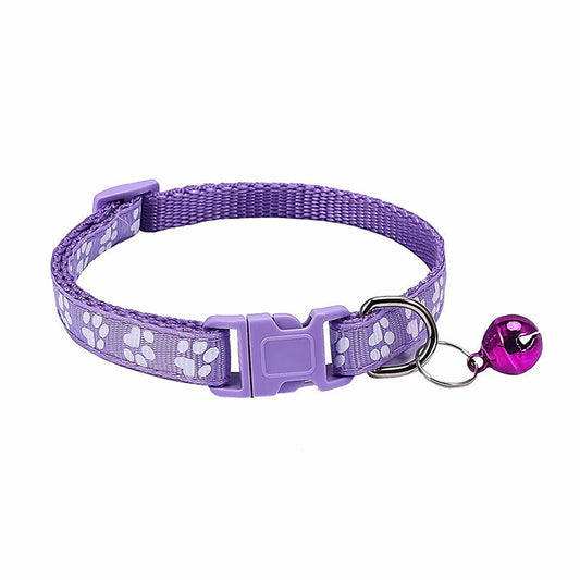 JMT-701386 Stylish Dog Footprint Applique Bell Collar in Various Colors
