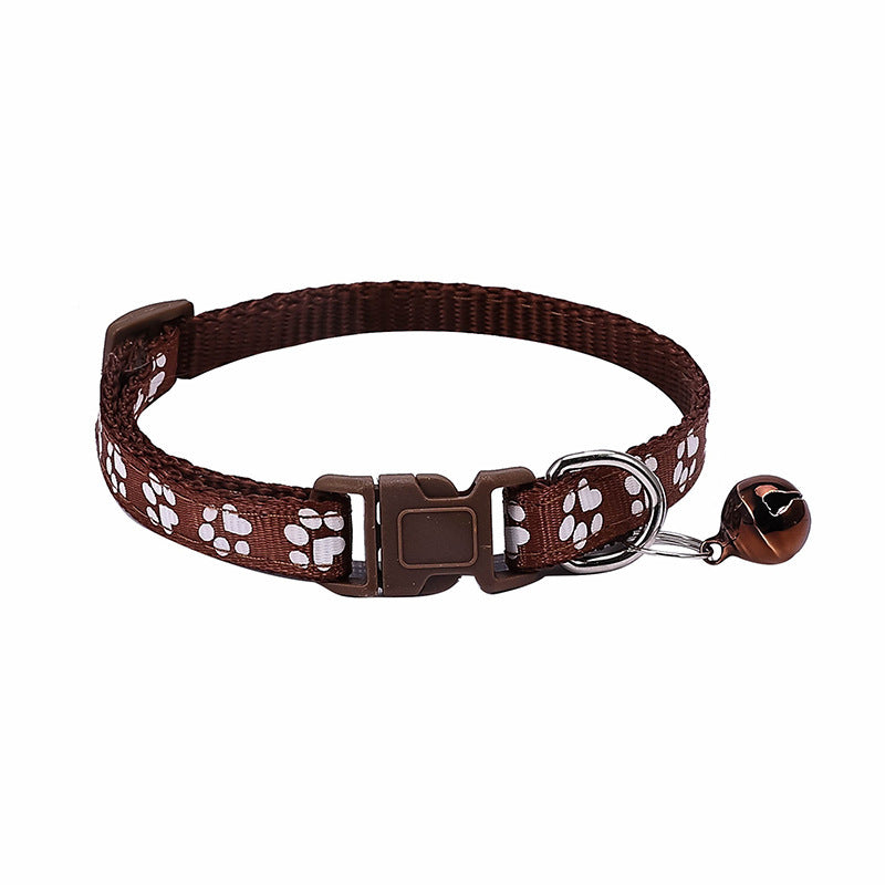 JMT-701386 Stylish Dog Footprint Applique Bell Collar in Various Colors