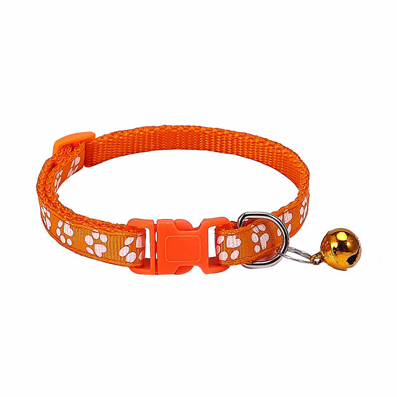 JMT-701386 Stylish Dog Footprint Applique Bell Collar in Various Colors