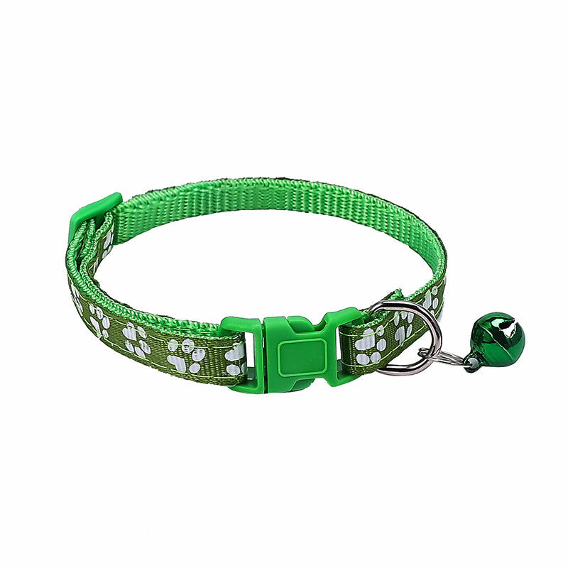 JMT-701386 Stylish Dog Footprint Applique Bell Collar in Various Colors