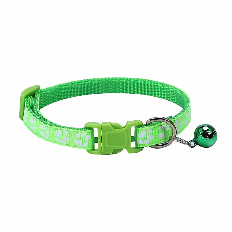 JMT-701386 Stylish Dog Footprint Applique Bell Collar in Various Colors