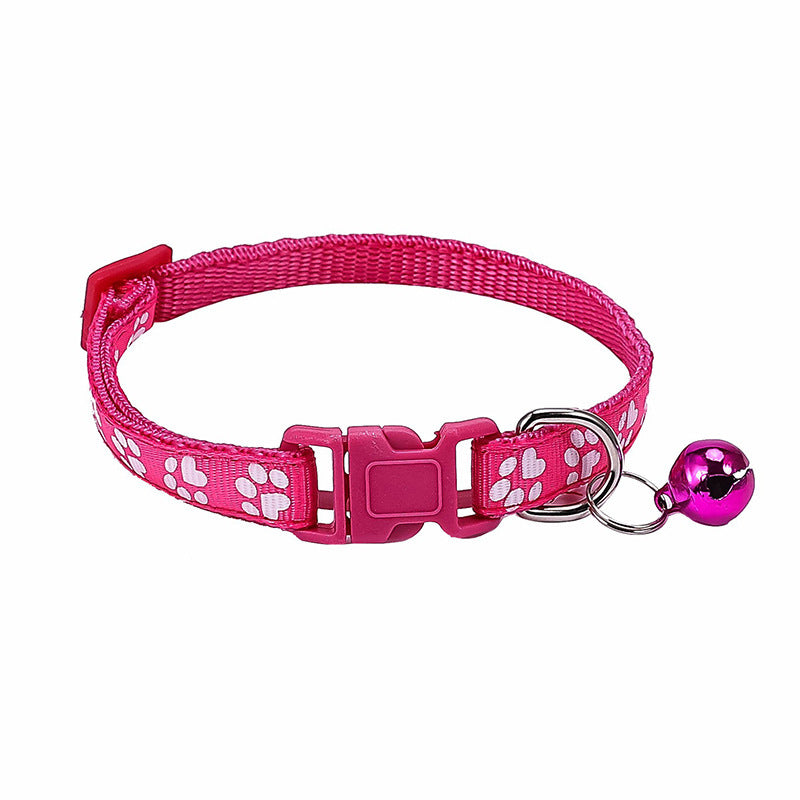 JMT-701386 Stylish Dog Footprint Applique Bell Collar in Various Colors