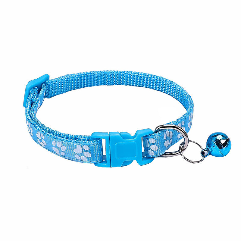 JMT-701386 Stylish Dog Footprint Applique Bell Collar in Various Colors