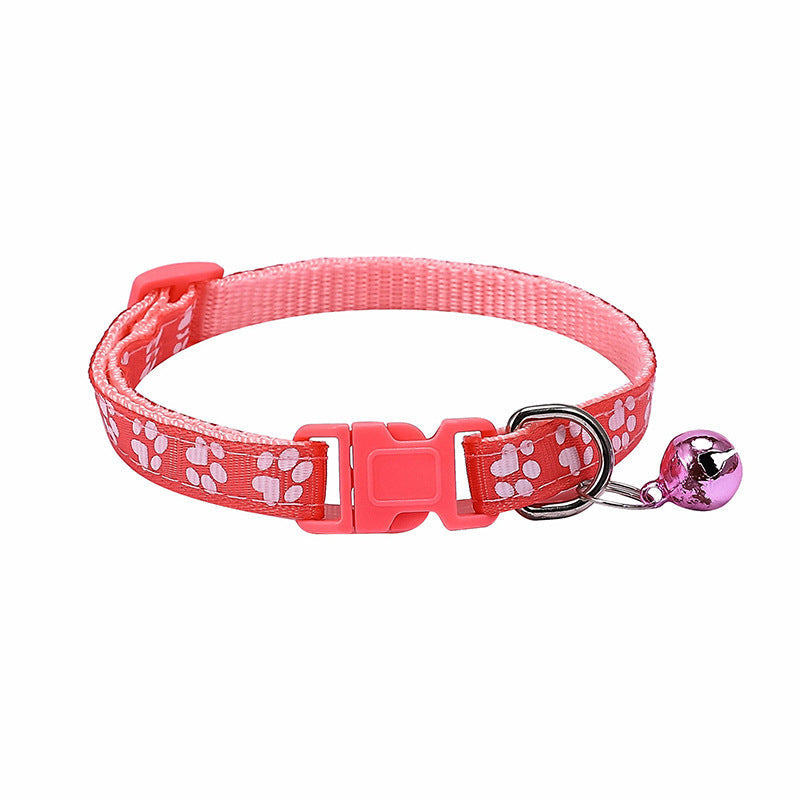 JMT-701386 Stylish Dog Footprint Applique Bell Collar in Various Colors