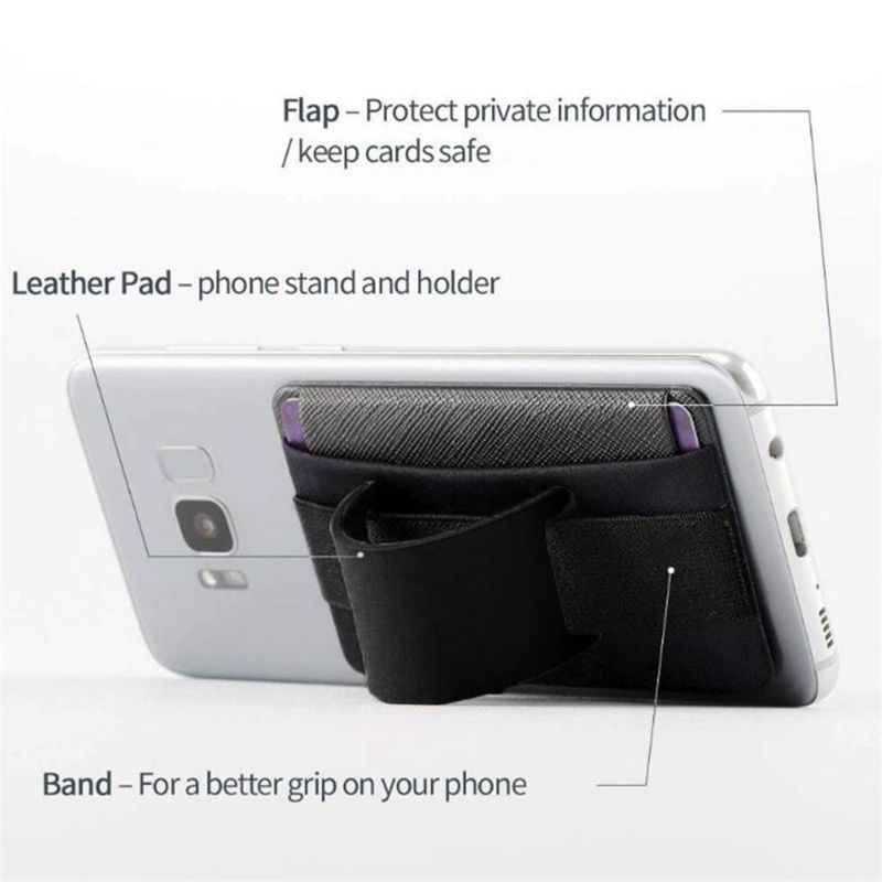 JMT-701578 Lycra Mobile Phone Back Sticker Card Holder – Imitation Leather, 58x92mm, Plain Design