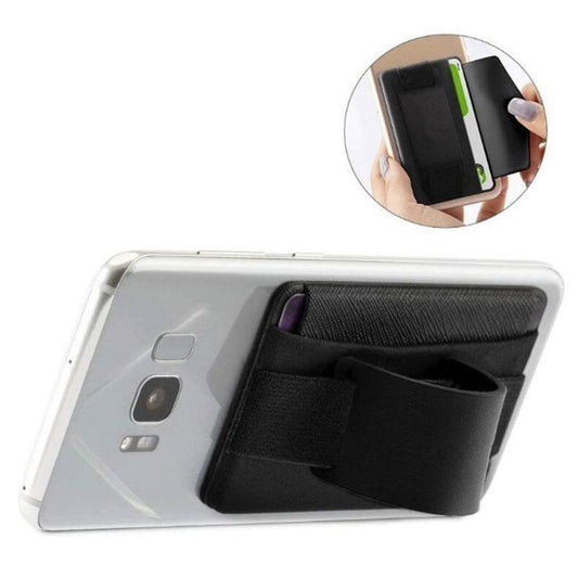 JMT-701578 Lycra Mobile Phone Back Sticker Card Holder – Imitation Leather, 58x92mm, Plain Design