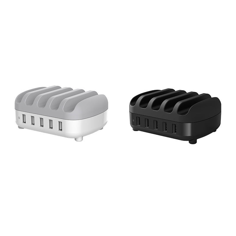 JMT-702218 5-Port USB Charging Station with Intelligent Chip Identification, 40W Output, Available in White and Black