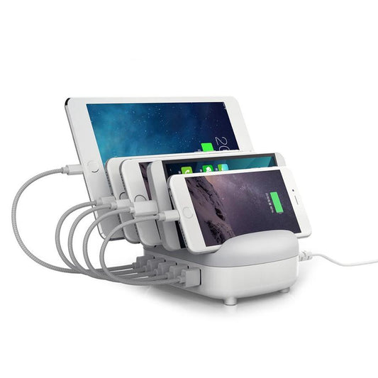 JMT-702218 5-Port USB Charging Station with Intelligent Chip Identification, 40W Output, Available in White and Black