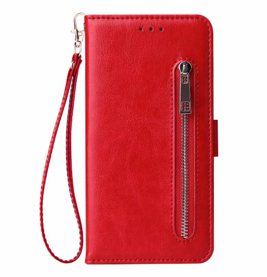 JMT-702410 Stylish TPU Leather Zipper Calf Shell Case for iPhone - Retro Business Card Protection
