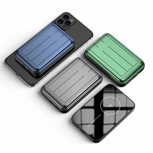 JMT-703050 Magnetic 15W Wireless Power Bank with 5000mAh Capacity - Available in Blue, Green, and Gray