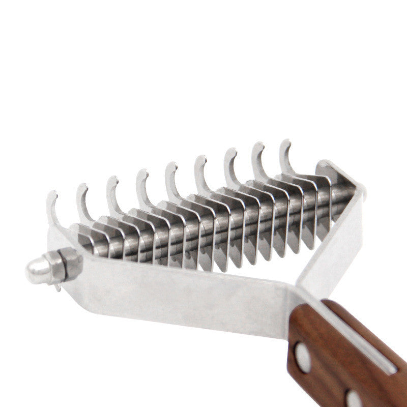 JMT-703114 Beech and Walnut Wooden Dog Comb - Multiple Sizes Available