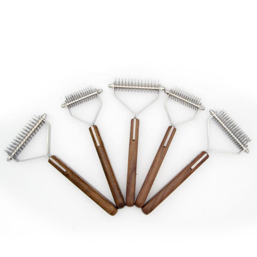 JMT-703114 Beech and Walnut Wooden Dog Comb - Multiple Sizes Available