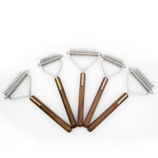 JMT-703114 Beech and Walnut Wooden Dog Comb - Multiple Sizes Available