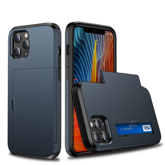 JMT-703562 Card Slot TPU+PC Anti-Drop Phone Case for iPhone 12 - Multiple Colors Available