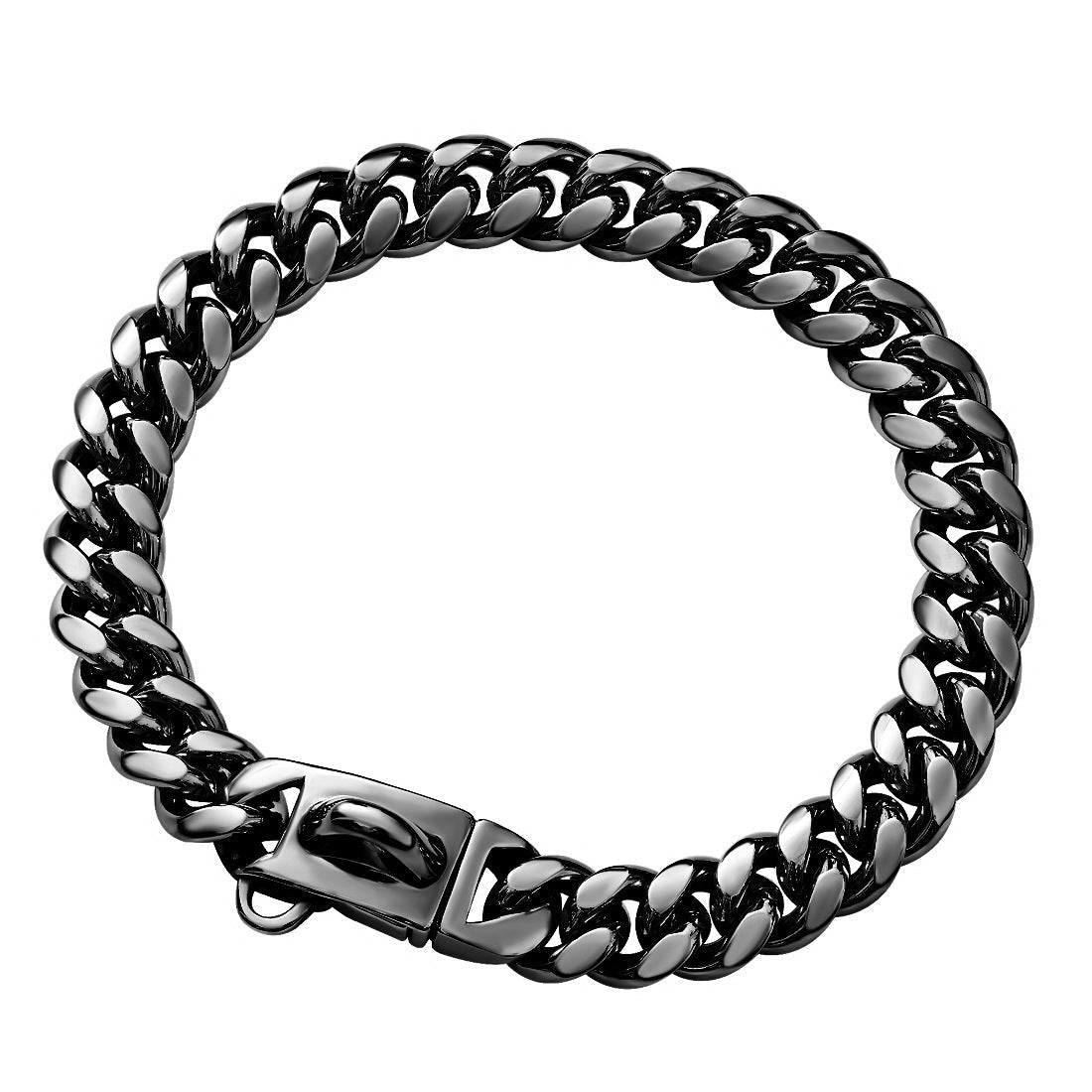 JMT-703690 14mm Stainless Steel Cuban Chain Dog Collar with Lock Buckle in Gold and Silver