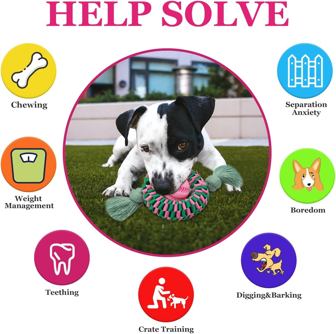 JMT-704010 Durable Interactive Dog Chew Toy for Aggressive Chewers - Made with Natural Rubber for Safe Chewing, Exercise and Teeth Cleaning