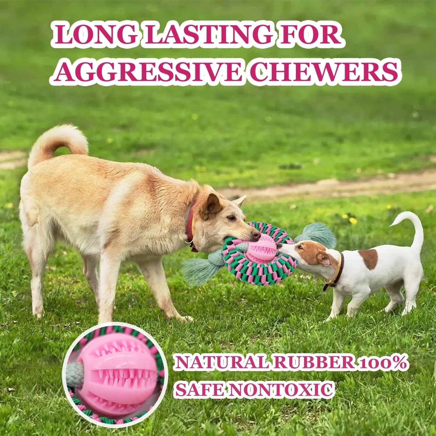 JMT-704010 Durable Interactive Dog Chew Toy for Aggressive Chewers - Made with Natural Rubber for Safe Chewing, Exercise and Teeth Cleaning
