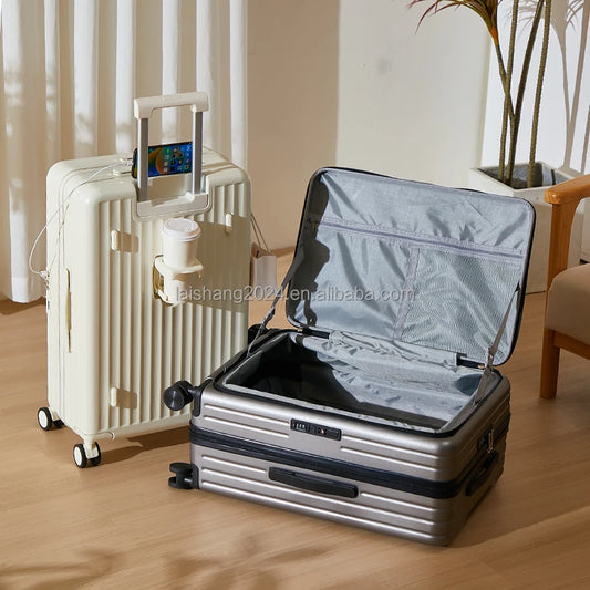 JMT-704074 3-Piece Travel Luggage Set - 24 Inch Suitcase with USB Port, Cup Holder, and Smooth Casters