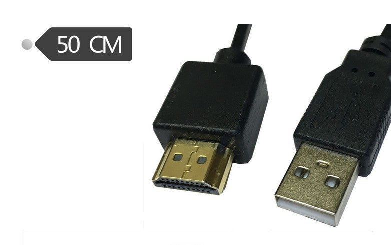 JMT-704202 USB to HDMI Male Power Cable - 0.5 Meter, Copper Wire, Gold-Plated Connection for Set-Top Box and TV