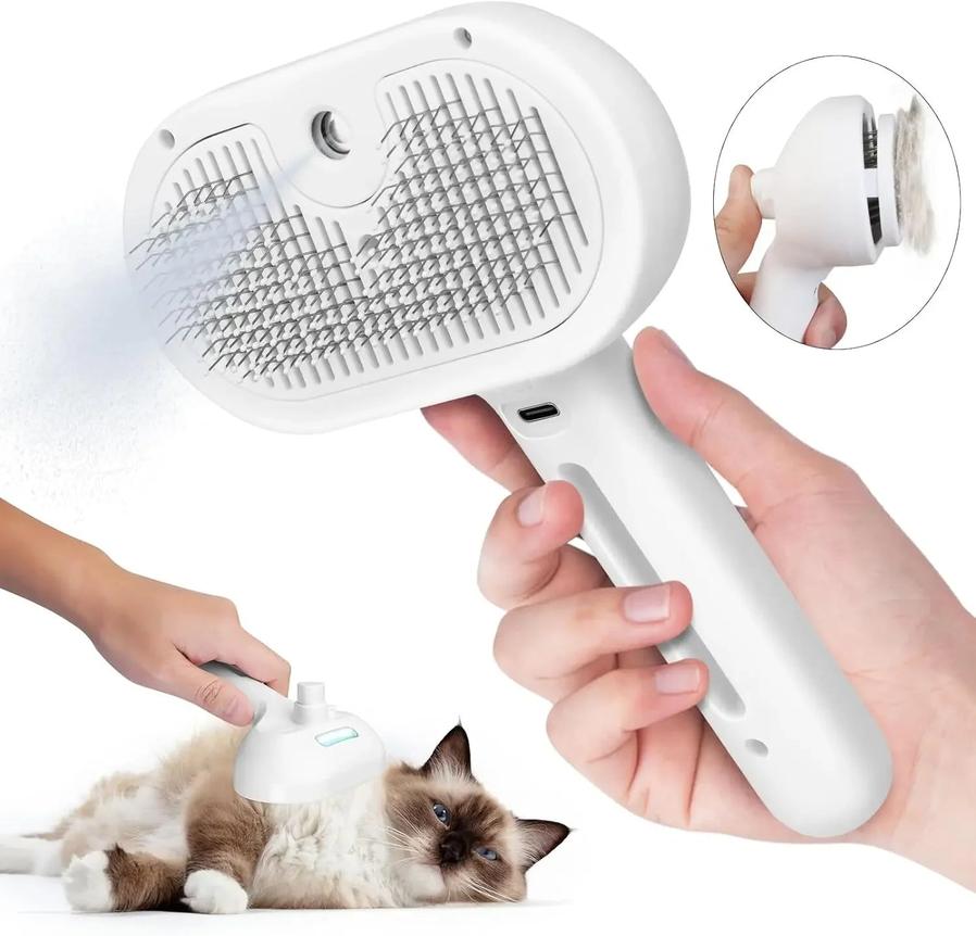 JMT-704266 Pet Hair Remover Comb with Water Mist Feature for Dogs and Cats - Plastic Dematting Grooming Tool