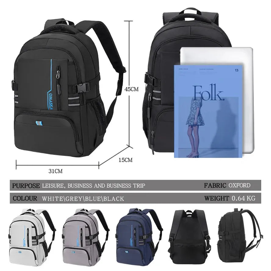 JMT-704586 Large Capacity Waterproof College Laptop Backpack for Men - 17 Inch Casual School Bag