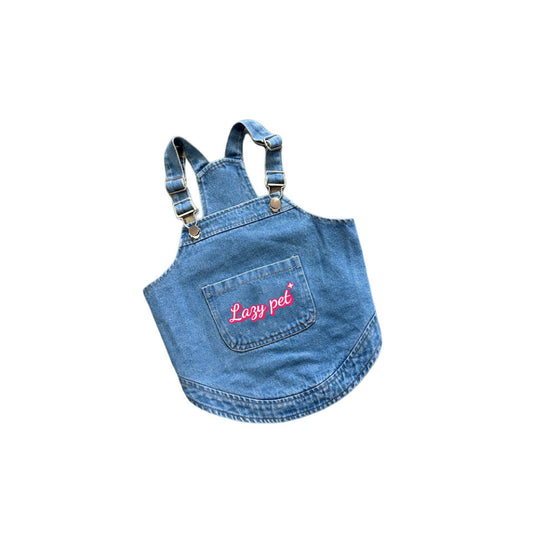 JMT-704650 Removable Denim Suspender Skirt with Hat for Dogs in Multiple Sizes