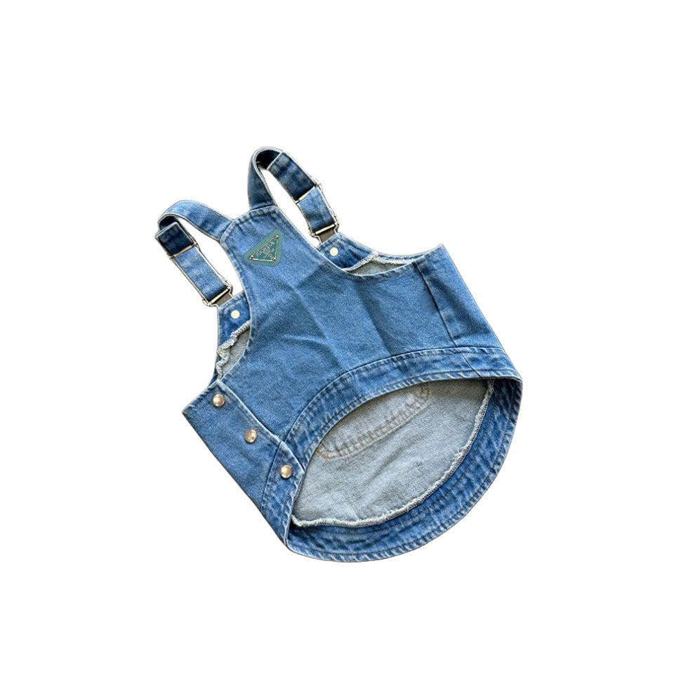 JMT-704650 Removable Denim Suspender Skirt with Hat for Dogs in Multiple Sizes
