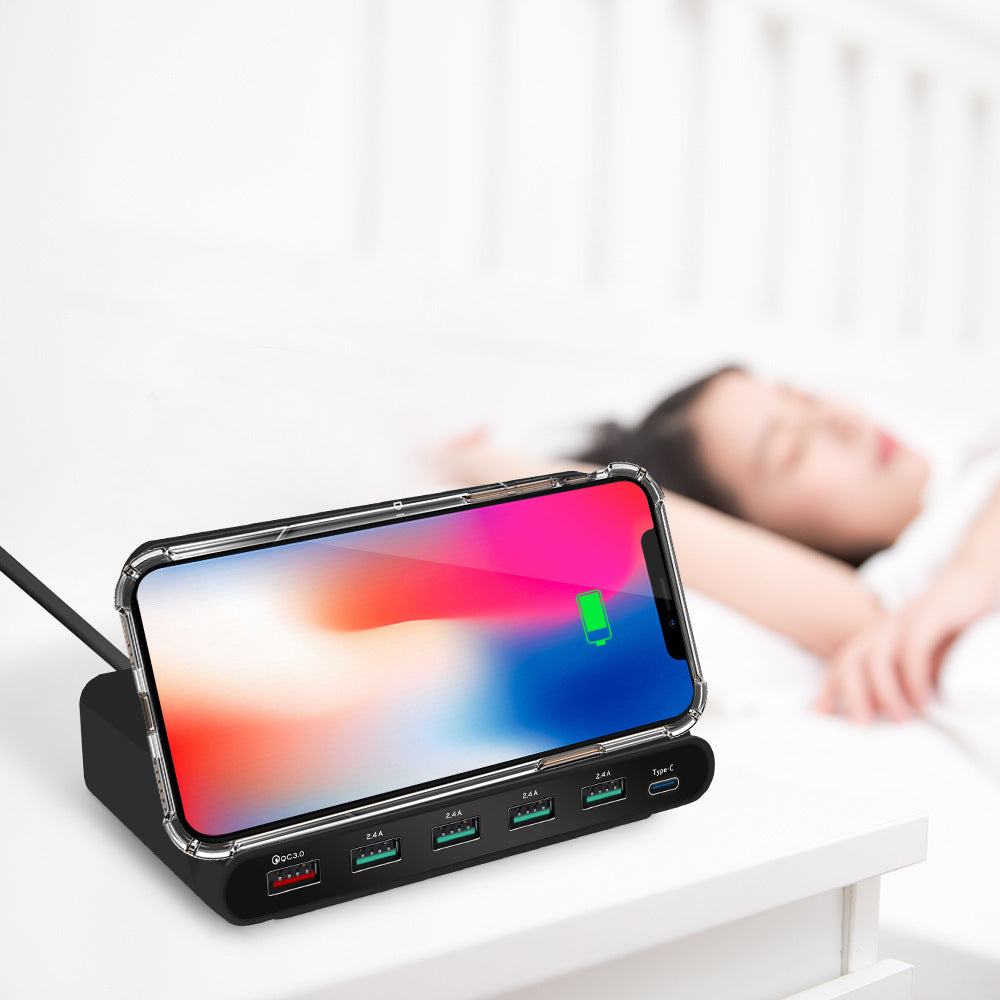 JMT-704714 Six-Port Intelligent Charger with Wireless Charging and Multiple Outputs
