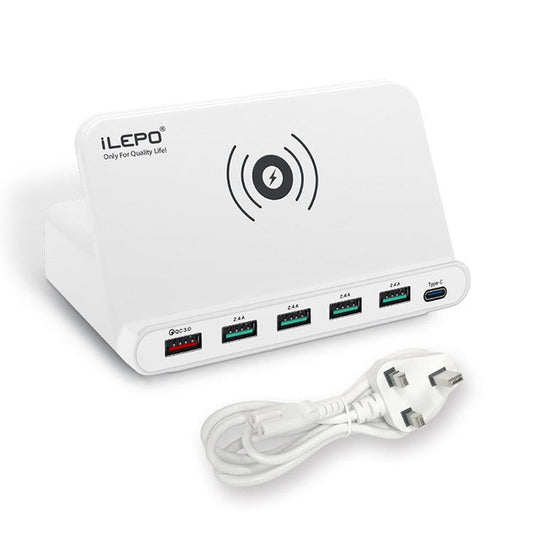 JMT-704714 Six-Port Intelligent Charger with Wireless Charging and Multiple Outputs