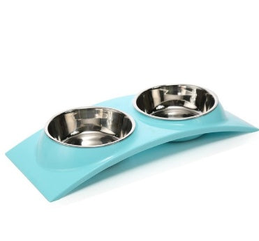 JMT-705354 Detachable Stainless Steel and PP Resin Dog and Cat Feeding Bowls in Pink, Blue, and Yellow