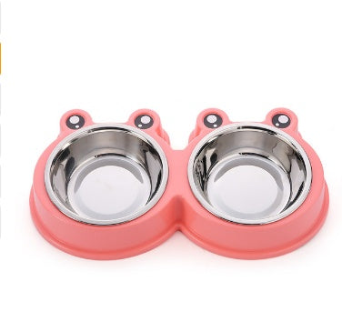 JMT-705354 Detachable Stainless Steel and PP Resin Dog and Cat Feeding Bowls in Pink, Blue, and Yellow