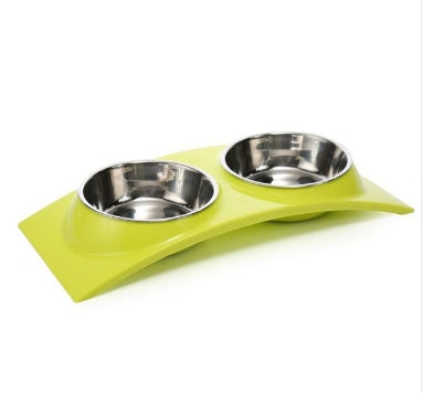 JMT-705354 Detachable Stainless Steel and PP Resin Dog and Cat Feeding Bowls in Pink, Blue, and Yellow