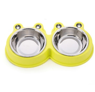 JMT-705354 Detachable Stainless Steel and PP Resin Dog and Cat Feeding Bowls in Pink, Blue, and Yellow
